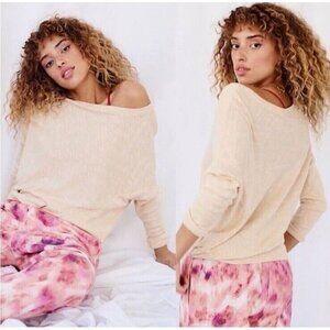 Anthropologie Woman's Sz L Damiana Beige Oversized Pullover Dolman Sleeve Top